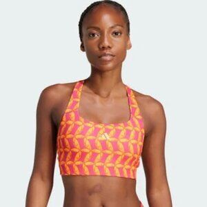 New FARM Rio X Adidas Tucan Print Sports Bra, Medium Sizes 36 B-D, Orange/Pink